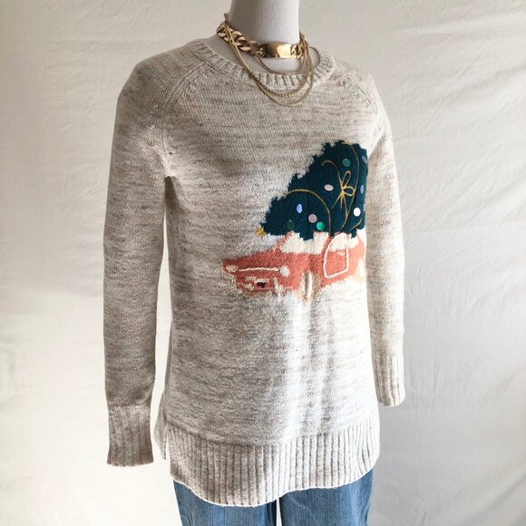Beige Sparkle Knit Christmas Sweater - Picture 4 of 8